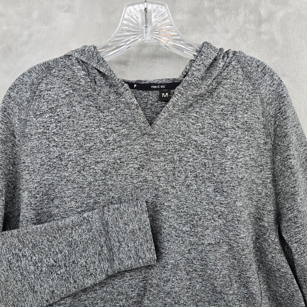 Public Rec Hoodie Mens Medium Gray Heathered V-Neck‎ Long Sleeve Pullover